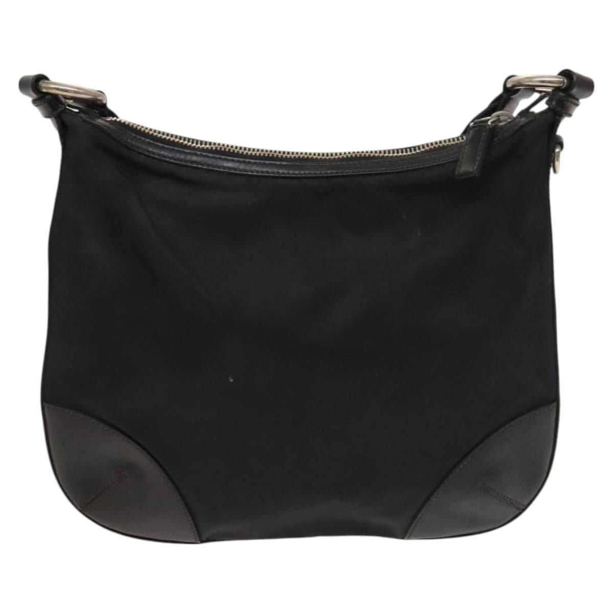 PRADA Shoulder Bag Nylon Black Silver Auth 127117