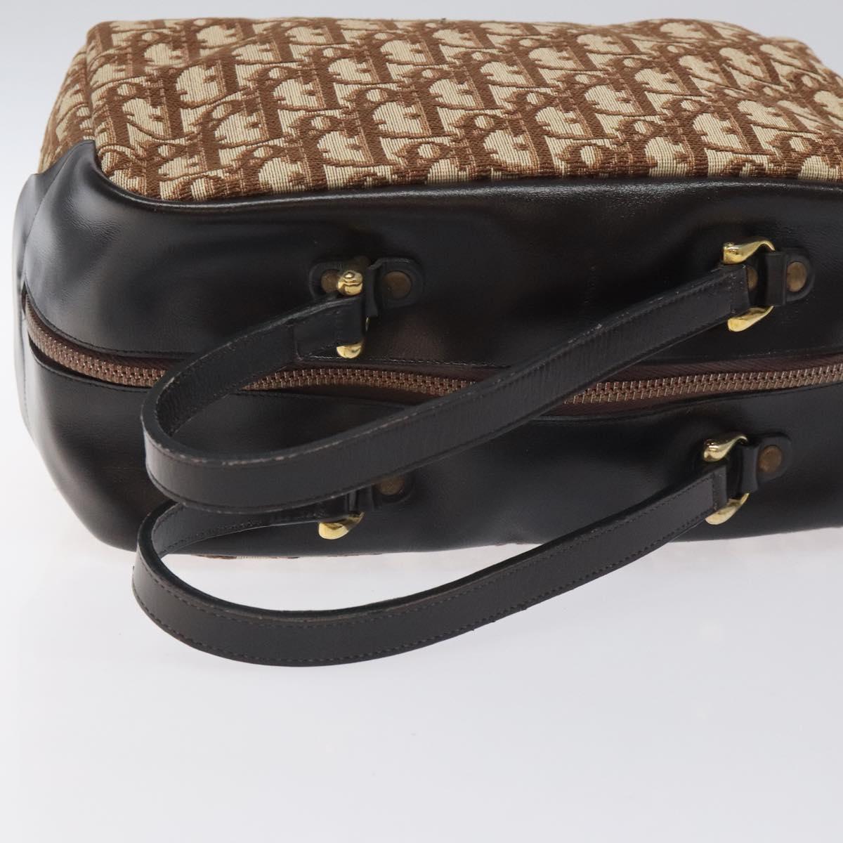 Christian Dior Trotter Canvas Hand Bag Beige Gold Auth 127152