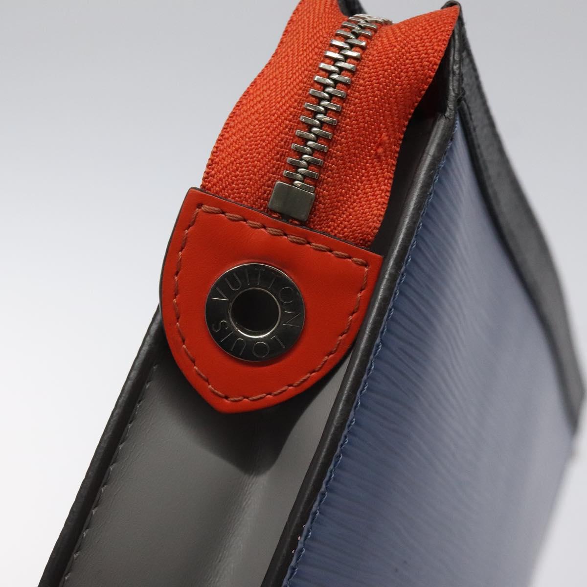 LOUIS VUITTON Epi Pochette Voyager MM Pouch Blue M62912 LV Auth 127163