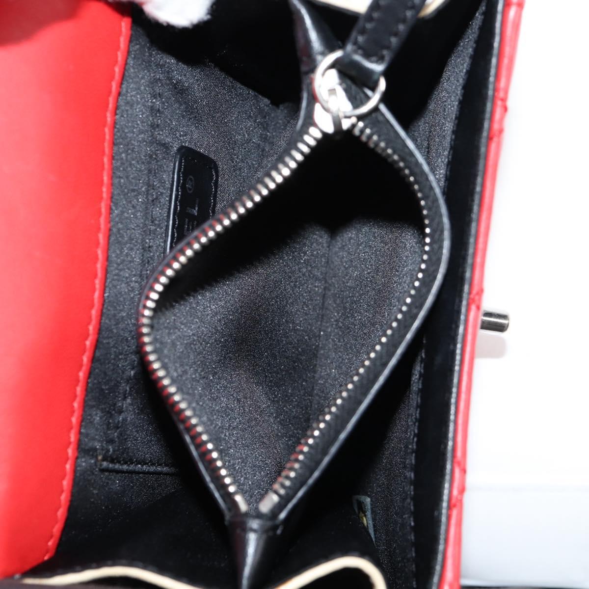 CHANEL Matelasse Chain Shoulder Bag Lamb Skin Red Silver CC Auth 127167SAM