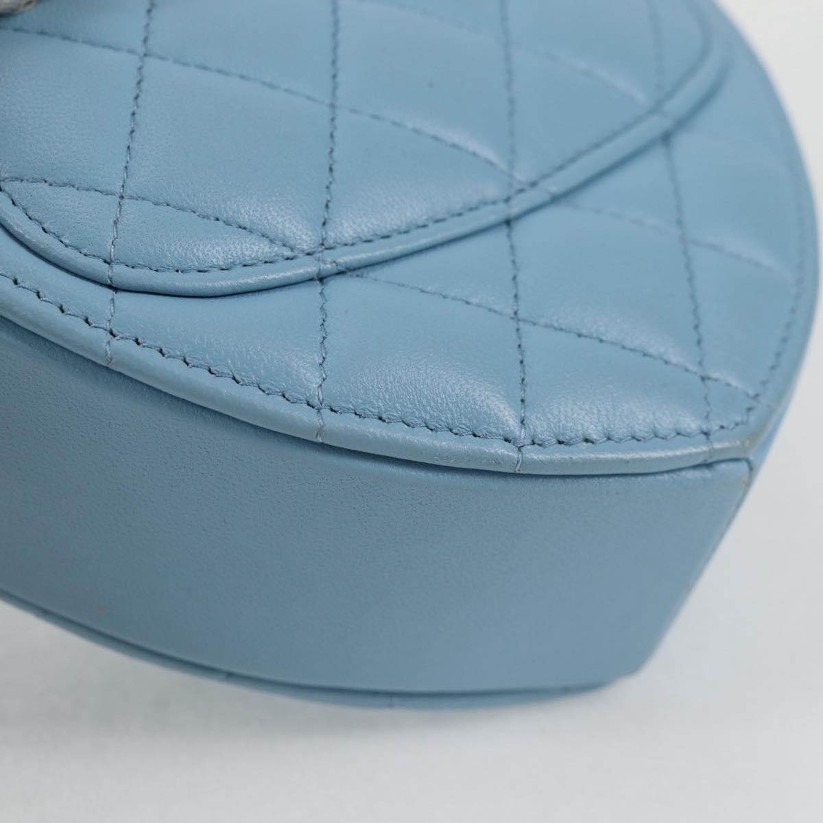 CHANEL Matelasse Chain Shoulder Bag Lamb Skin Blue Gold CC Auth 127168SM