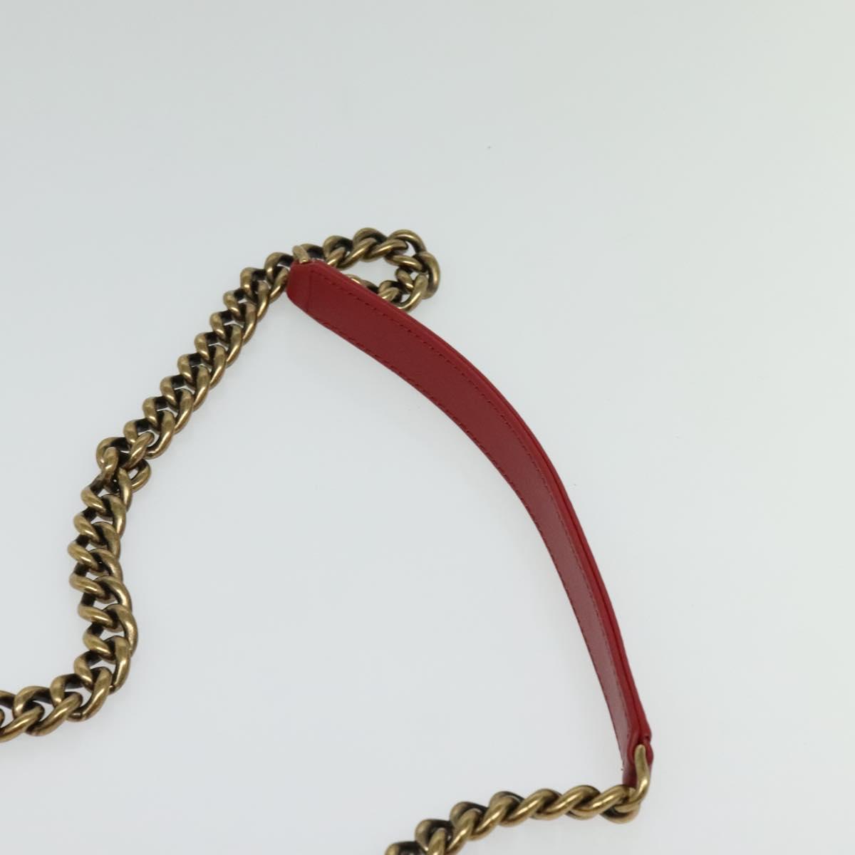 CHANEL Matelasse Chain Shoulder Bag Caviar Skin Red CC Auth 127170