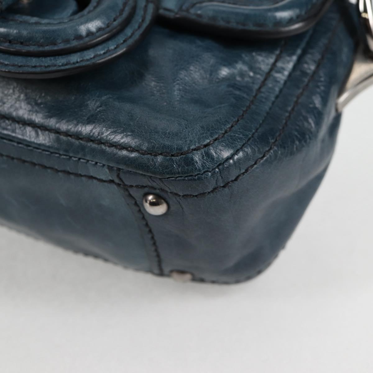 PRADA Hand Bag Leather 2way Blue Silver Auth 127171V