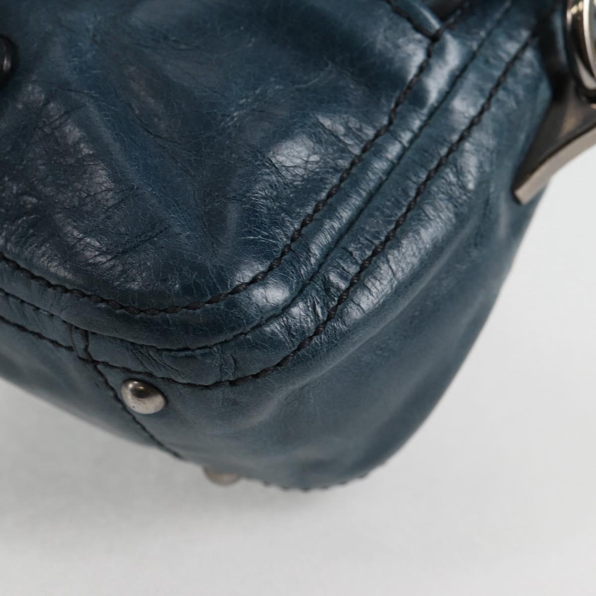 PRADA Hand Bag Leather 2way Blue Silver Auth 127171V