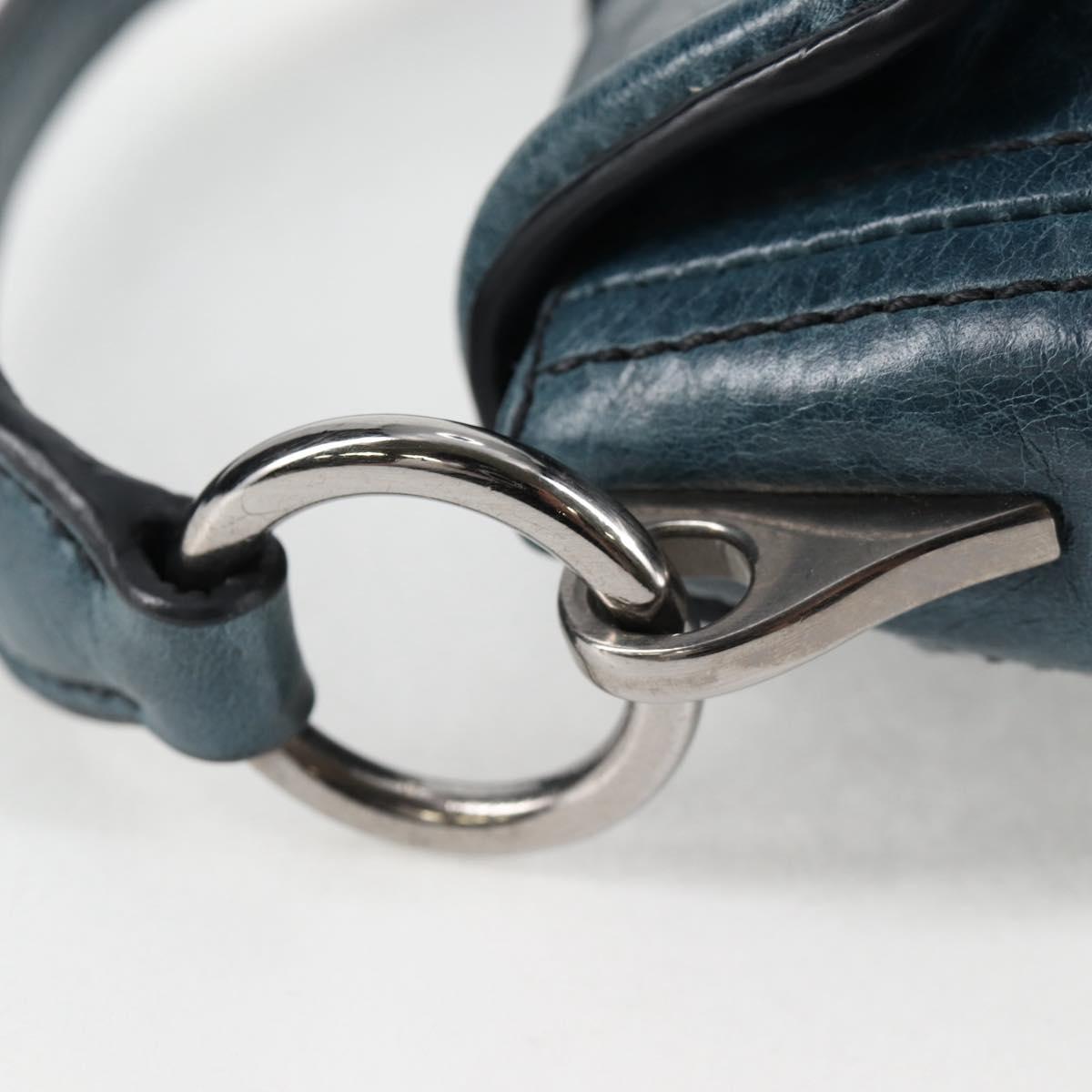 PRADA Hand Bag Leather 2way Blue Silver Auth 127171V