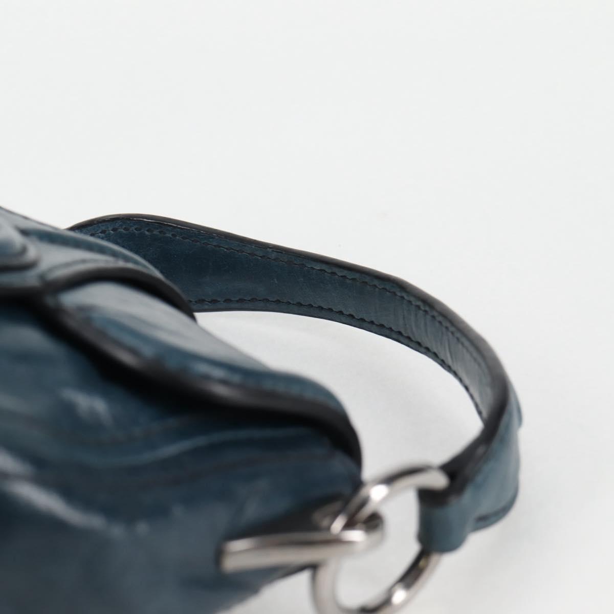 PRADA Hand Bag Leather 2way Blue Silver Auth 127171V