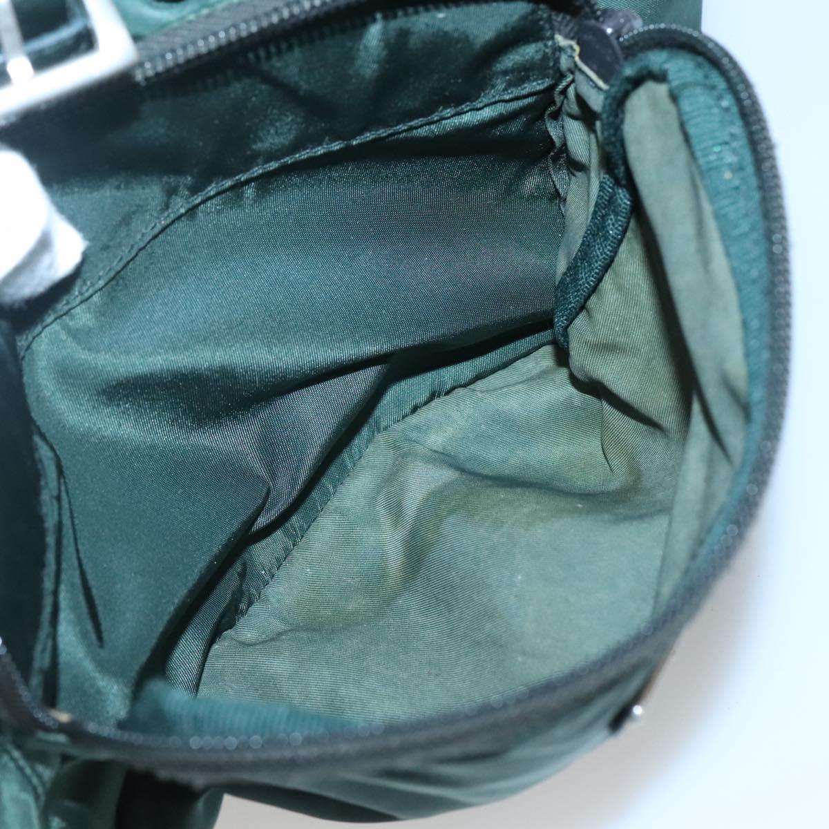 PRADA Backpack Nylon Green Silver Auth 127191