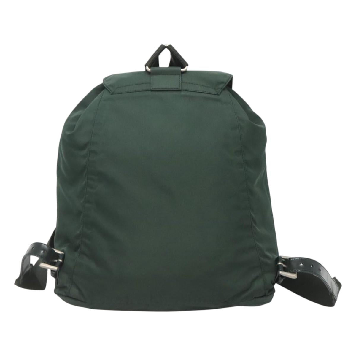 PRADA Backpack Nylon Green Silver Auth 127191