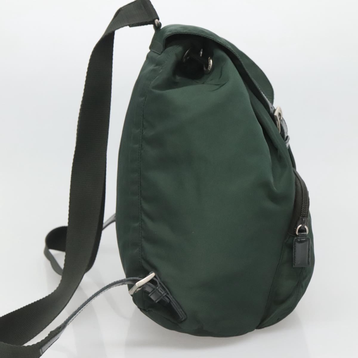 PRADA Backpack Nylon Green Silver Auth 127191