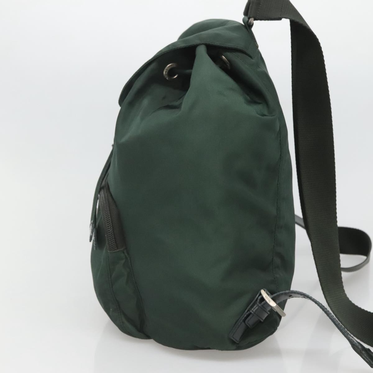 PRADA Backpack Nylon Green Silver Auth 127191
