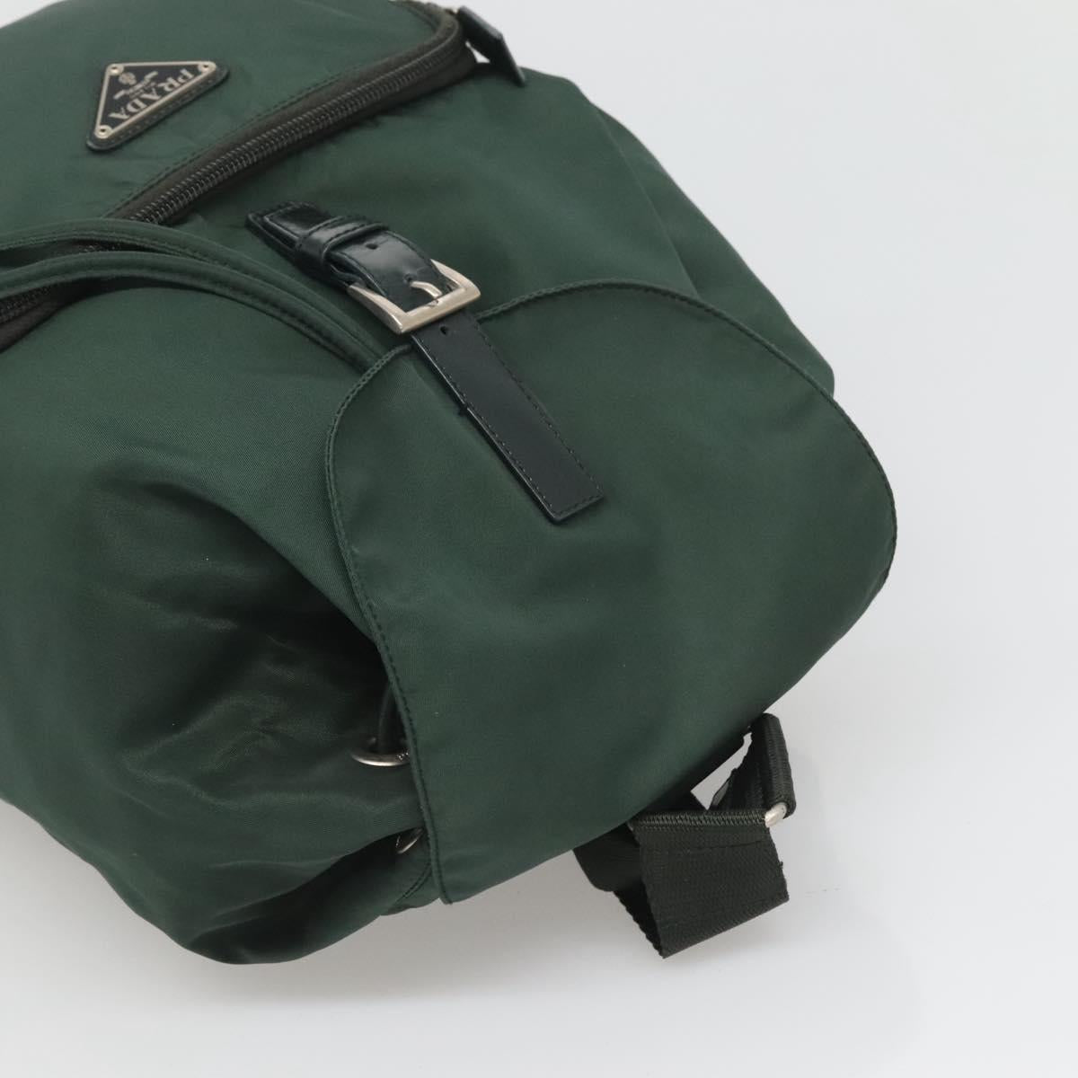 PRADA Backpack Nylon Green Silver Auth 127191