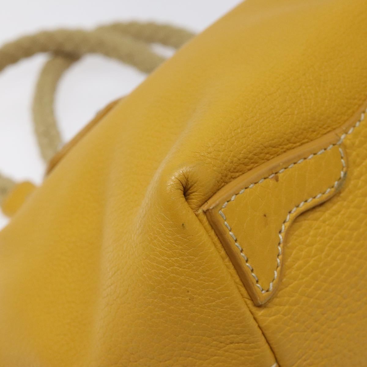 PRADA Hand Bag Leather Yellow Silver Auth 127193