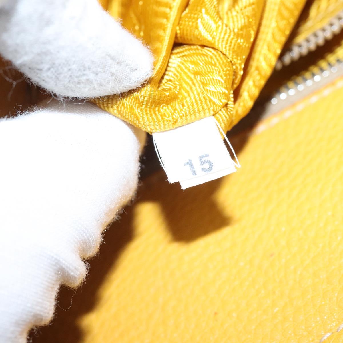 PRADA Hand Bag Leather Yellow Silver Auth 127193