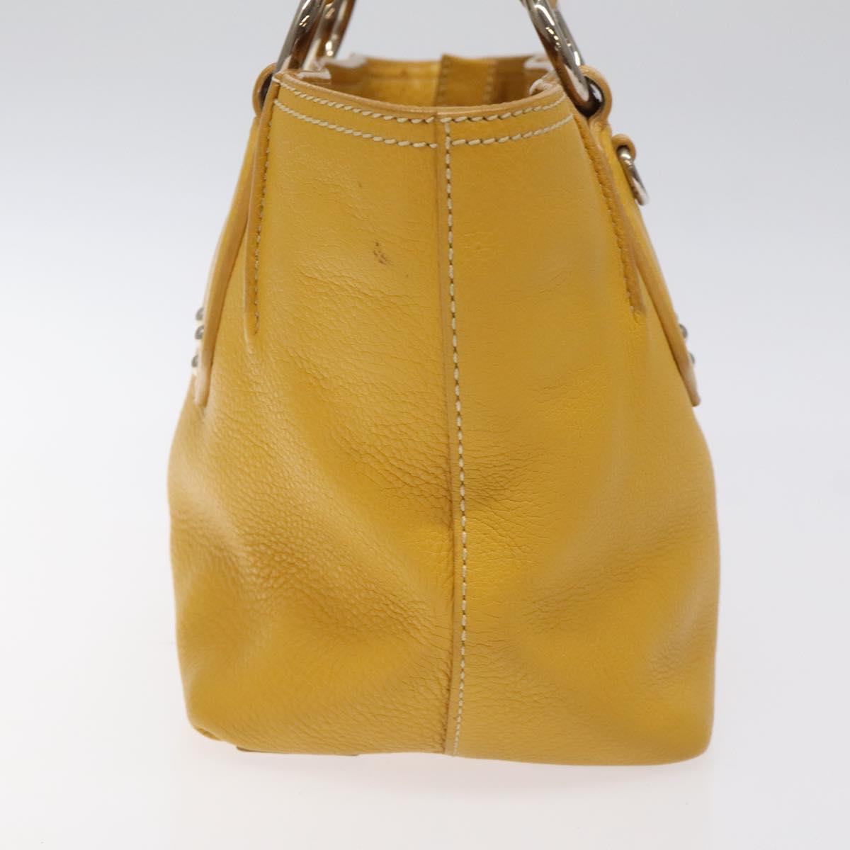 PRADA Hand Bag Leather Yellow Silver Auth 127193