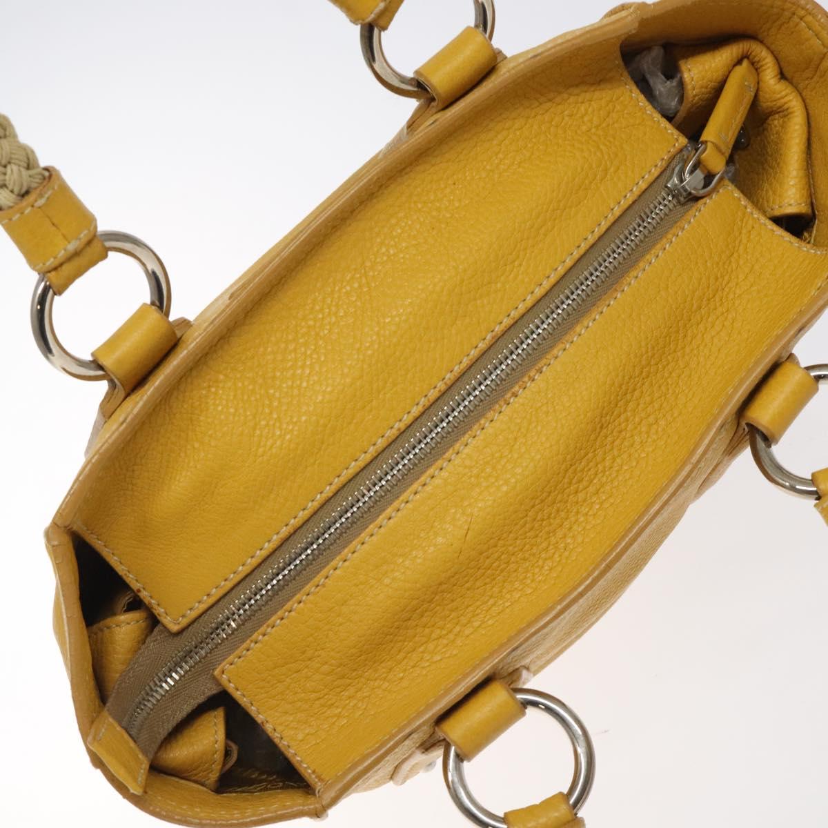 PRADA Hand Bag Leather Yellow Silver Auth 127193