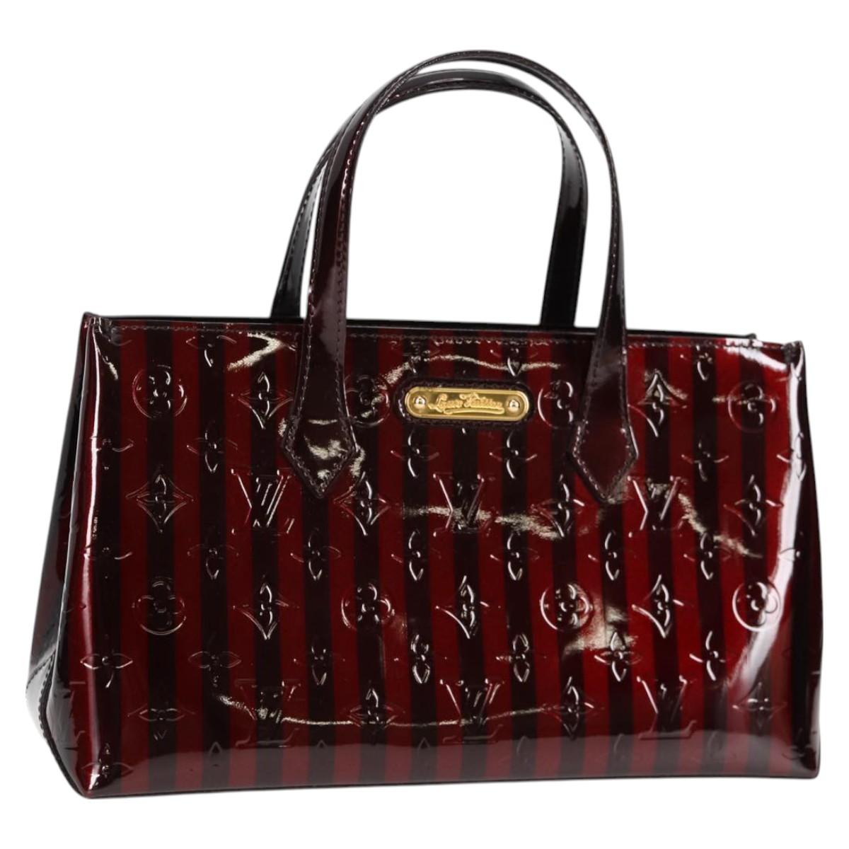 LOUIS VUITTON Vernis Rayure Wilshire PM Bag Pomme D'amour M91701 LV Auth 127206V