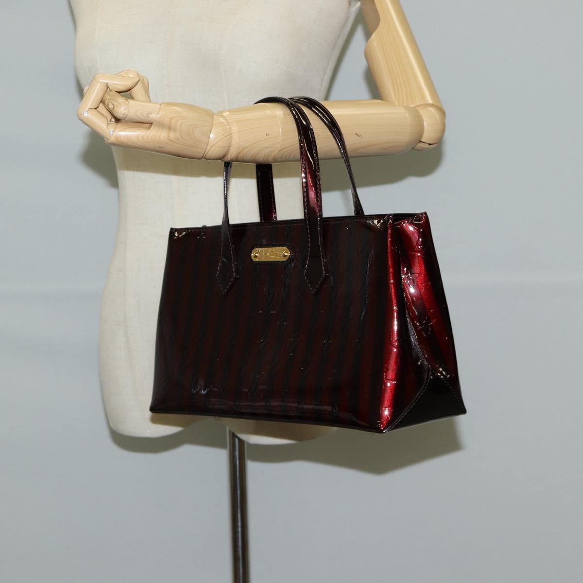 LOUIS VUITTON Vernis Rayure Wilshire PM Bag Pomme D'amour M91701 LV Auth 127206V
