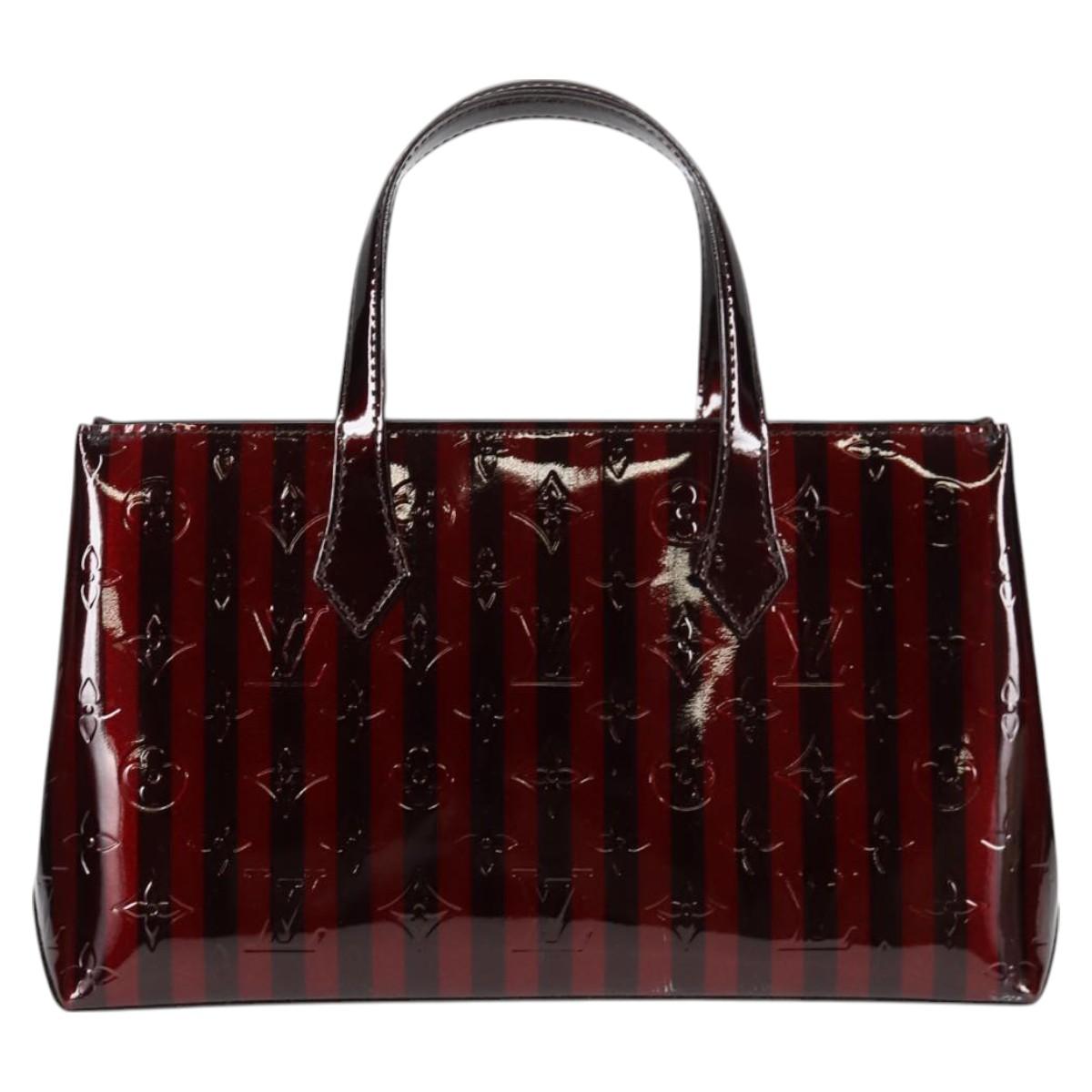 LOUIS VUITTON Vernis Rayure Wilshire PM Bag Pomme D'amour M91701 LV Auth 127206V