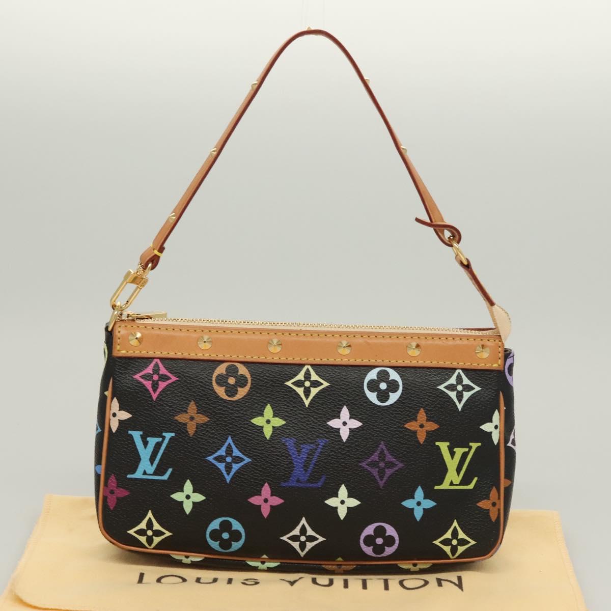 LOUIS VUITTON Monogram Multicolor Pochette Accessoires Black M92648 Auth 127223SAV
