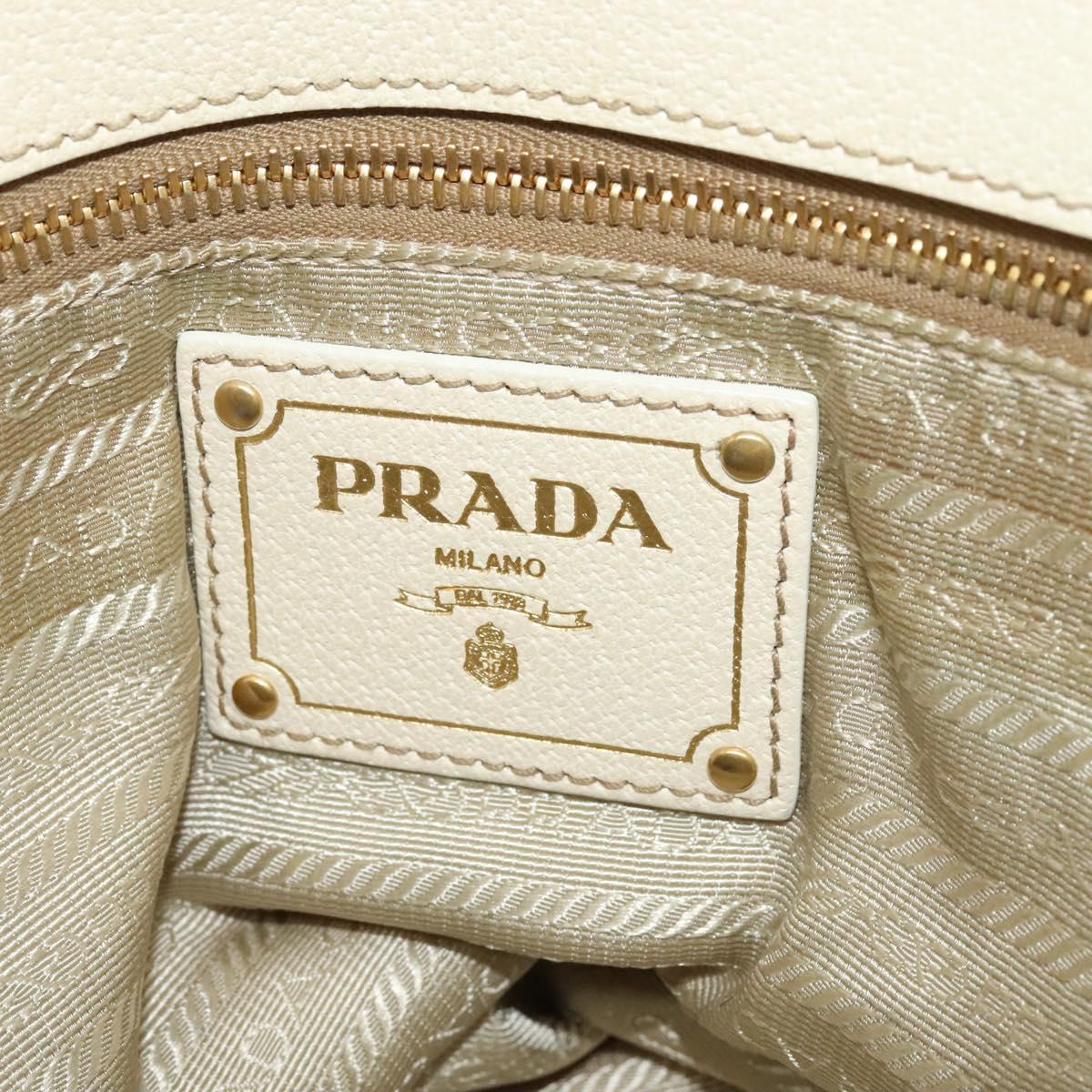 PRADA Hand Bag Canvas Beige Gold Auth 127232