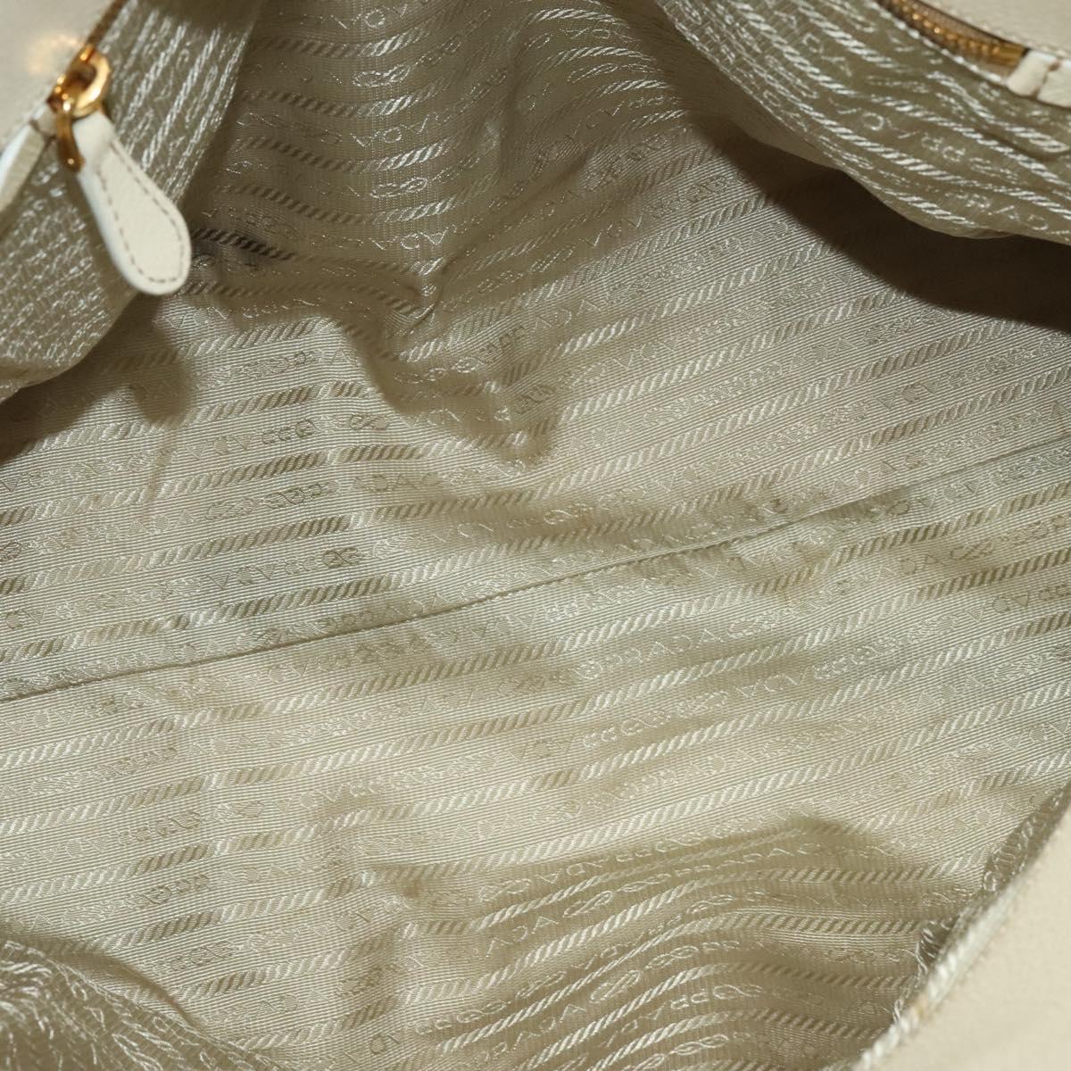 PRADA Hand Bag Canvas Beige Gold Auth 127232