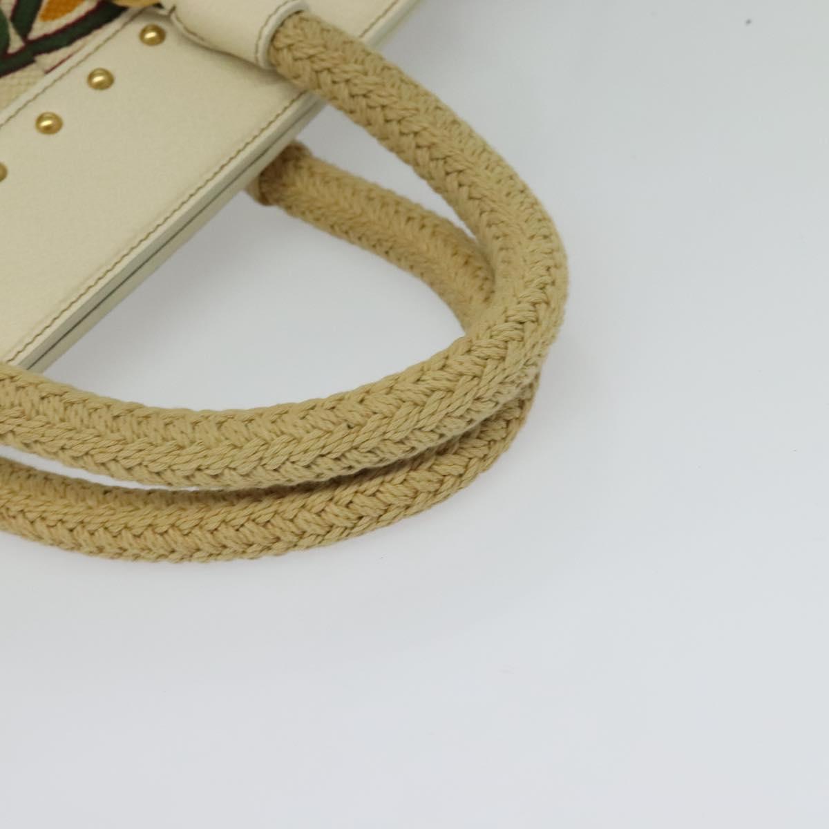 PRADA Hand Bag Canvas Beige Gold Auth 127232