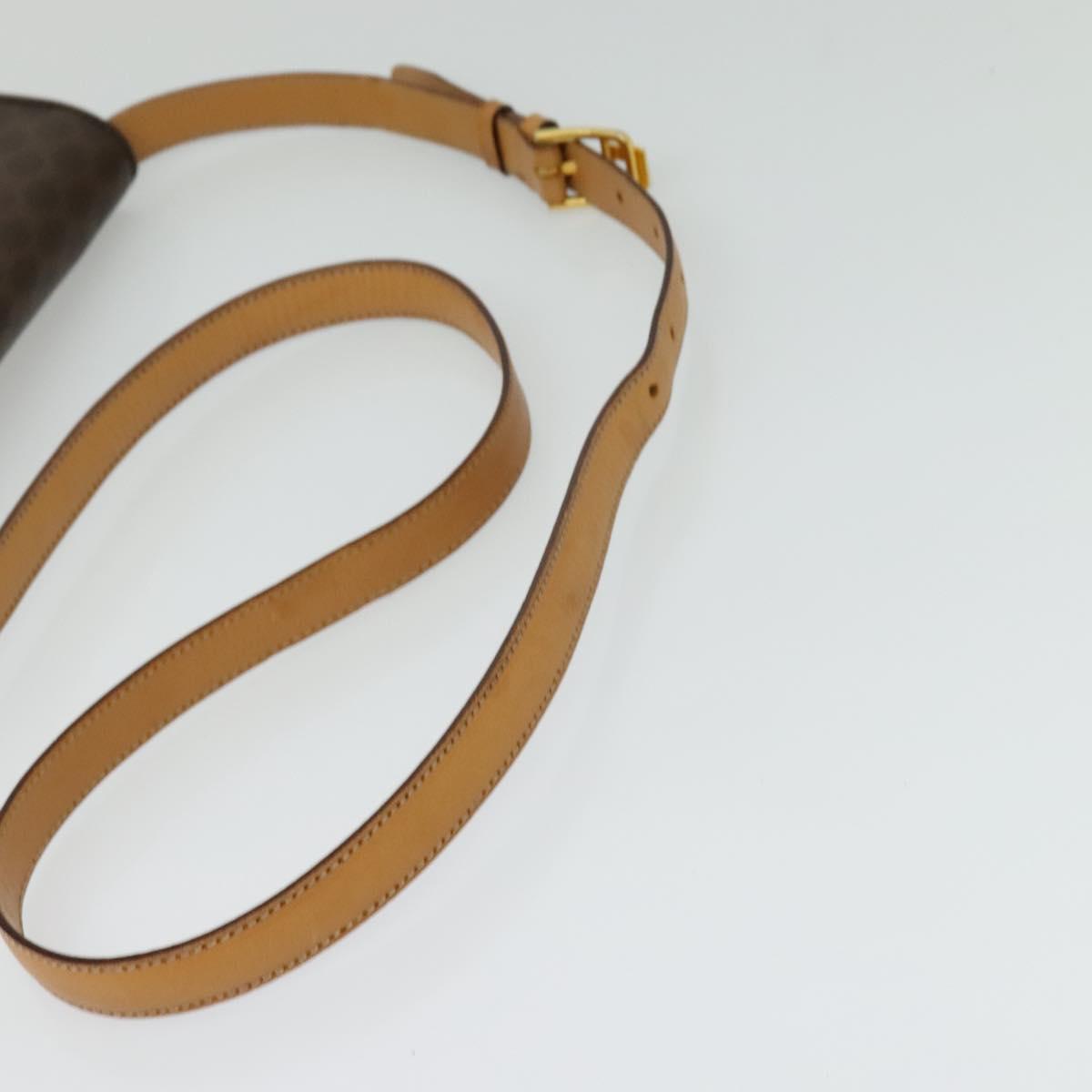 CELINE Macadam Canvas Shoulder Bag PVC Brown Gold Auth 127234