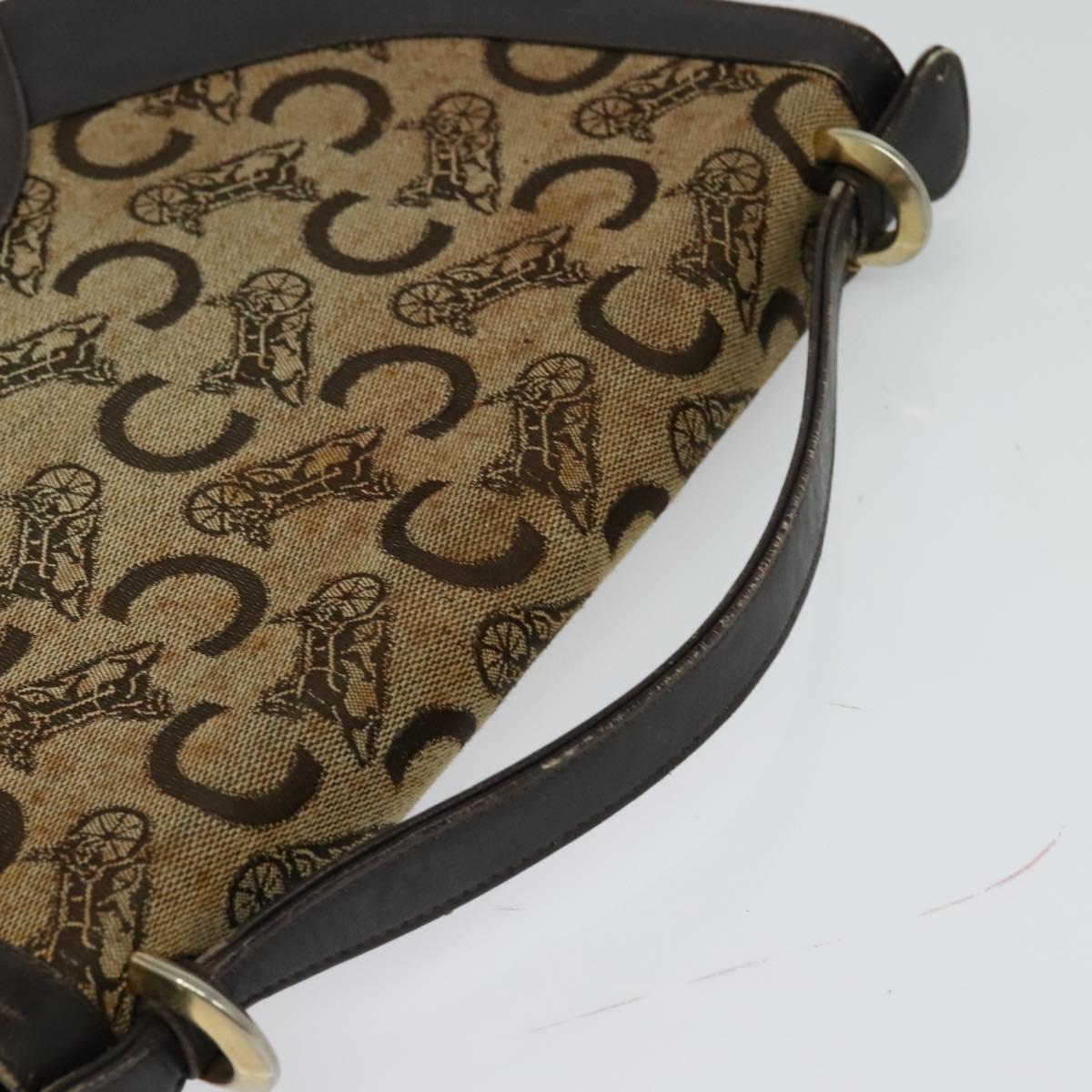 CELINE C Sulky Hand Bag Canvas Brown Gold Auth 127253