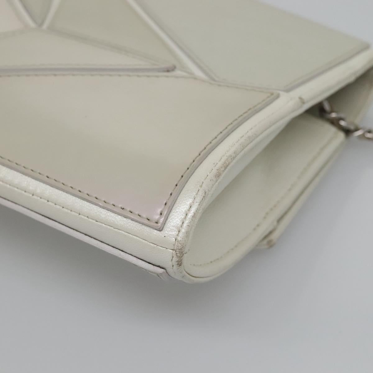 CHANEL Chain Shoulder Bag Leather Gray Silver CC Auth 127258V