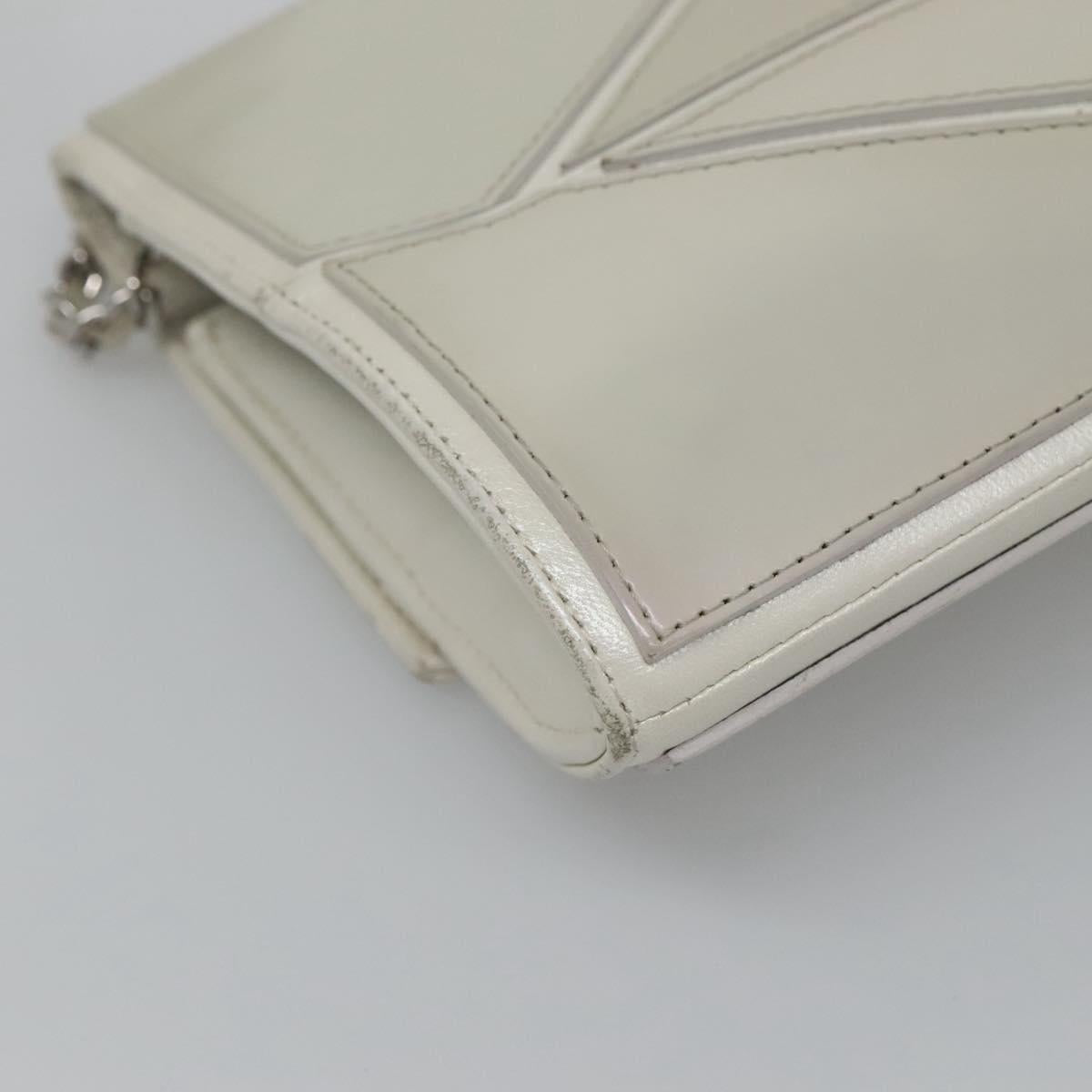 CHANEL Chain Shoulder Bag Leather Gray Silver CC Auth 127258V