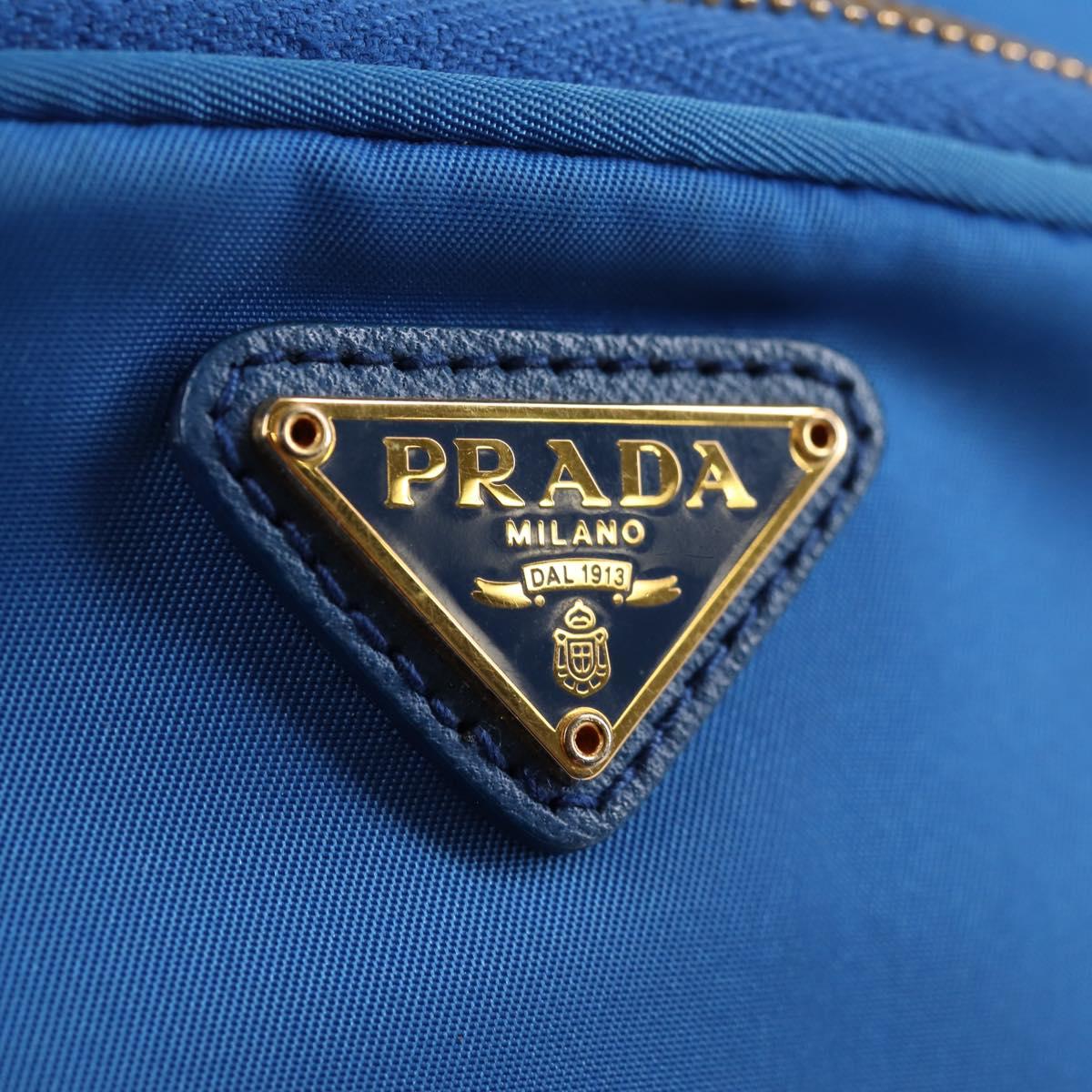 PRADA Hand Bag Nylon 2way Blue Gold Auth 127263V