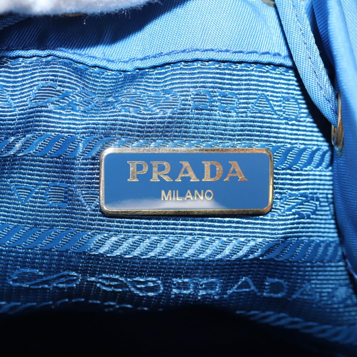 PRADA Hand Bag Nylon 2way Blue Gold Auth 127263V