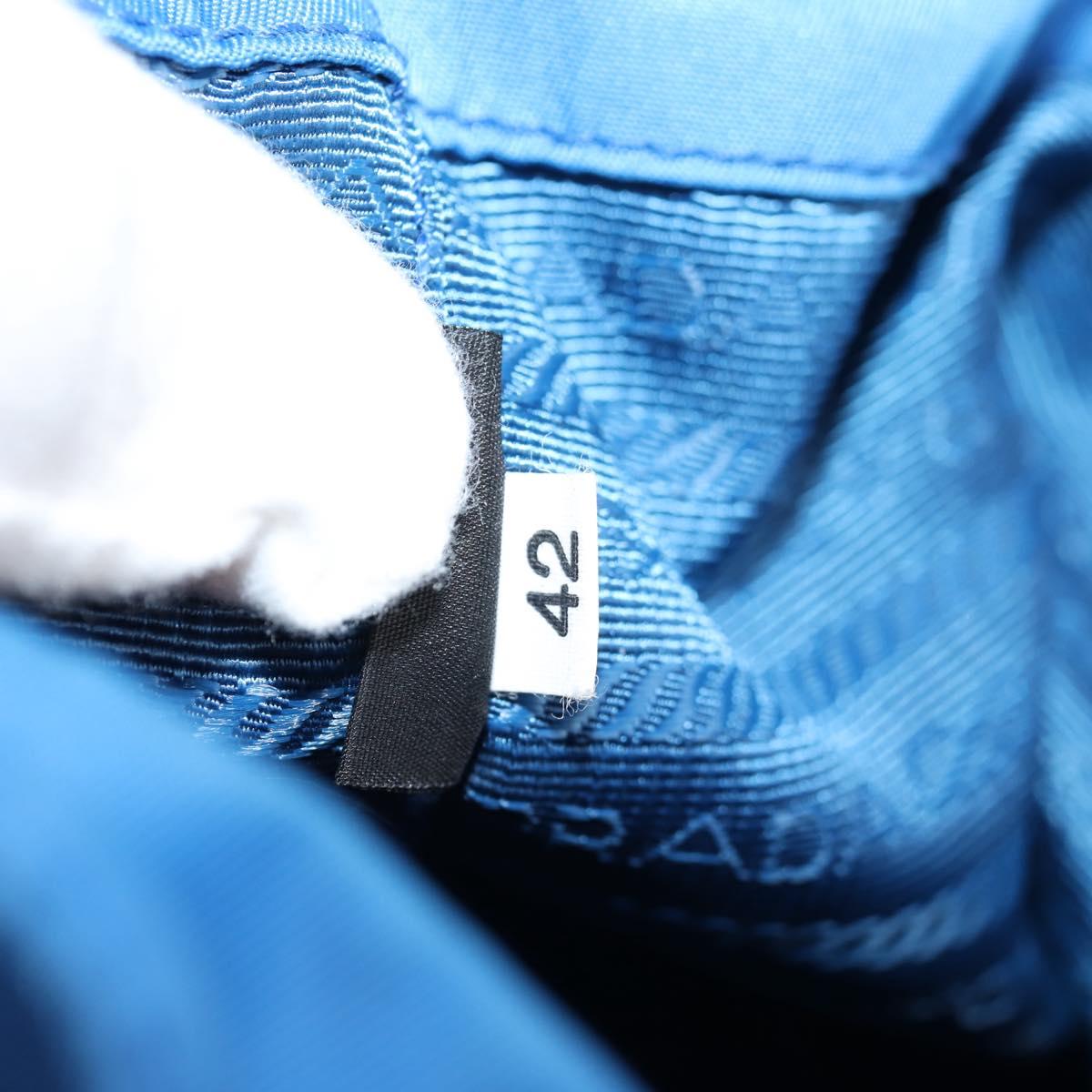 PRADA Hand Bag Nylon 2way Blue Gold Auth 127263V