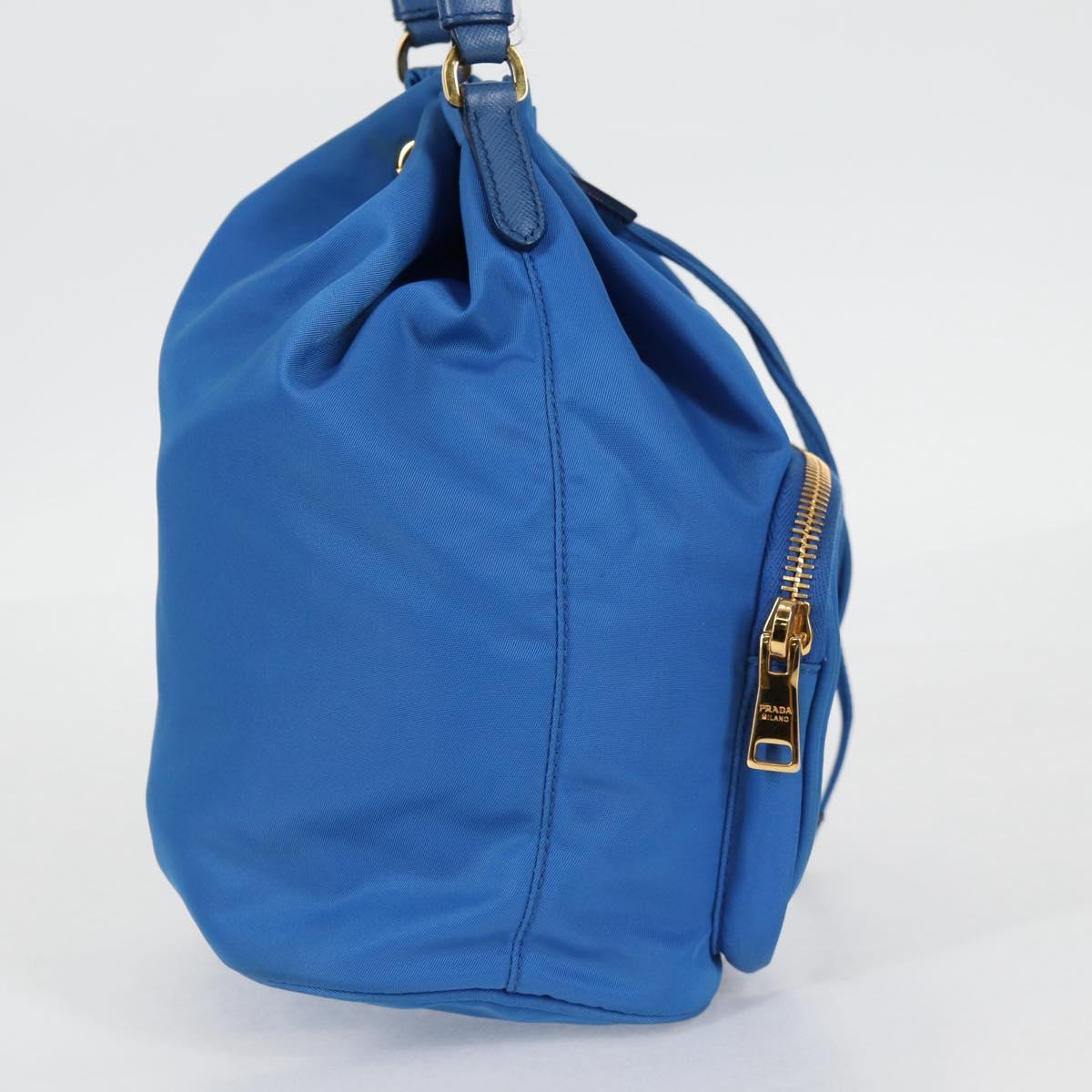 PRADA Hand Bag Nylon 2way Blue Gold Auth 127263V