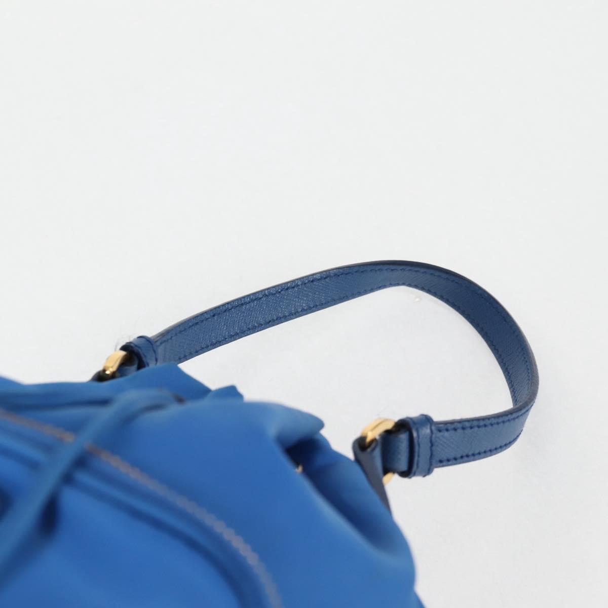 PRADA Hand Bag Nylon 2way Blue Gold Auth 127263V