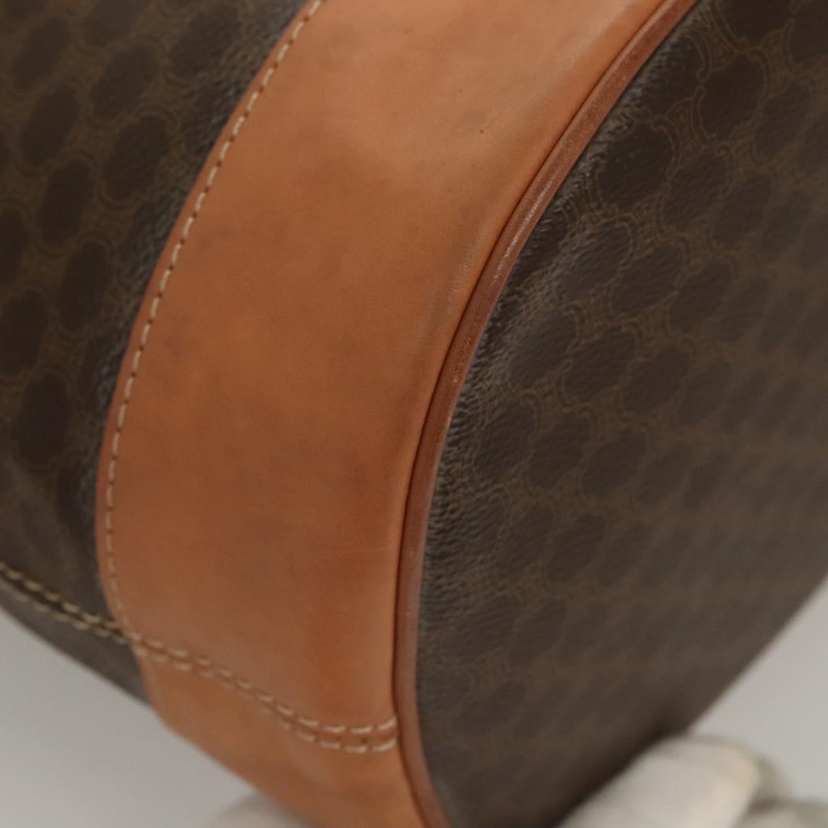 CELINE Macadam Canvas Shoulder Bag PVC Brown Gold Auth 127309