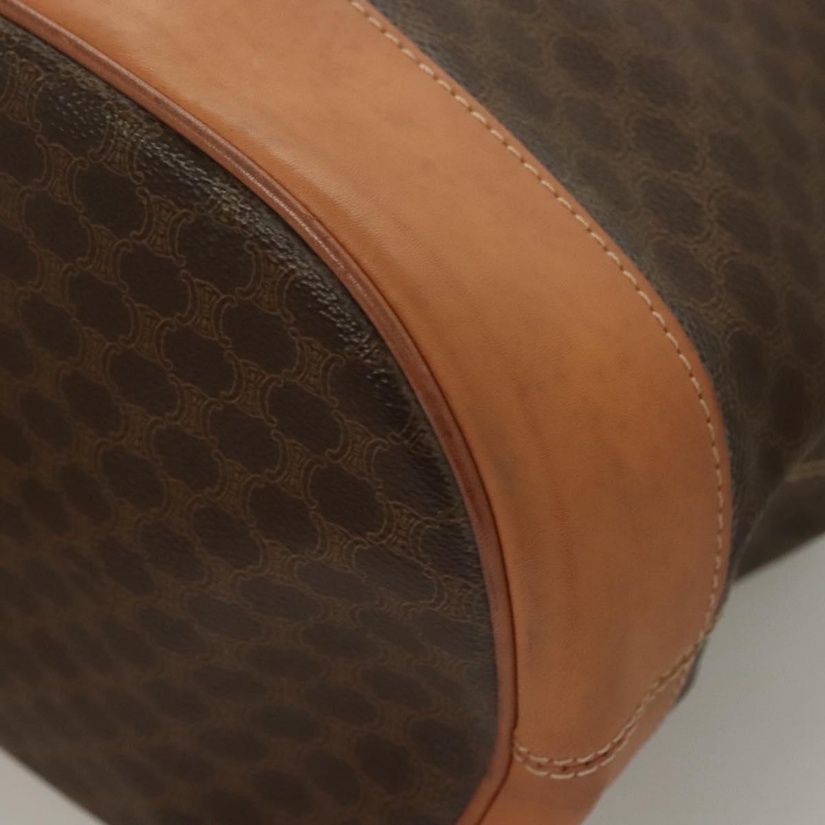 CELINE Macadam Canvas Shoulder Bag PVC Brown Gold Auth 127309