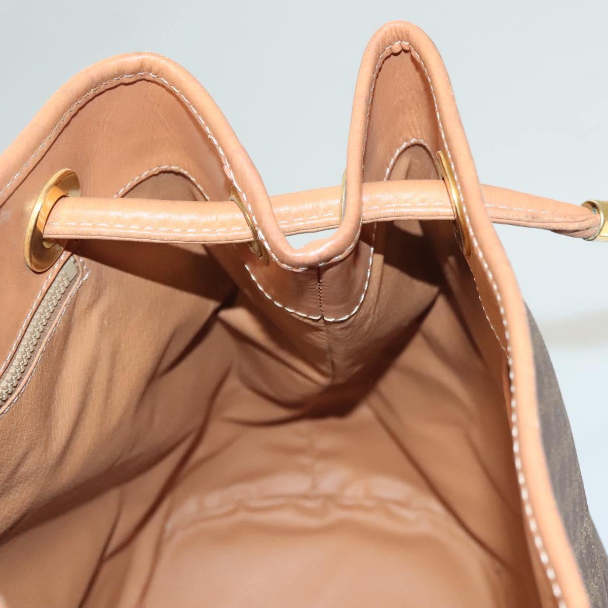 CELINE Macadam Canvas Shoulder Bag PVC Brown Gold Auth 127309