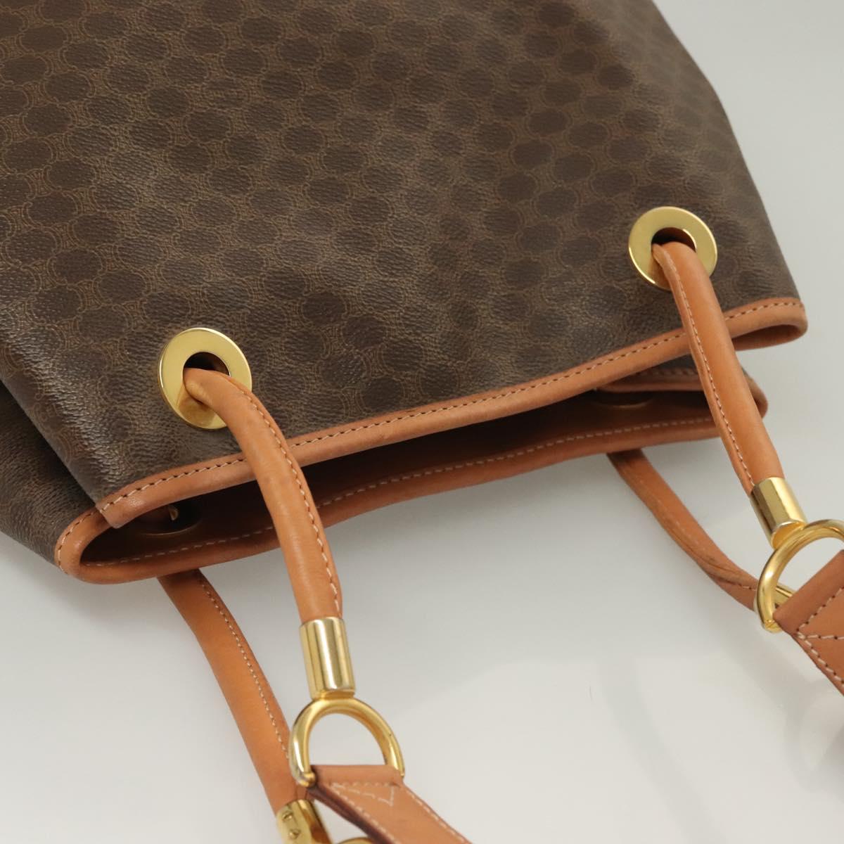 CELINE Macadam Canvas Shoulder Bag PVC Brown Gold Auth 127309