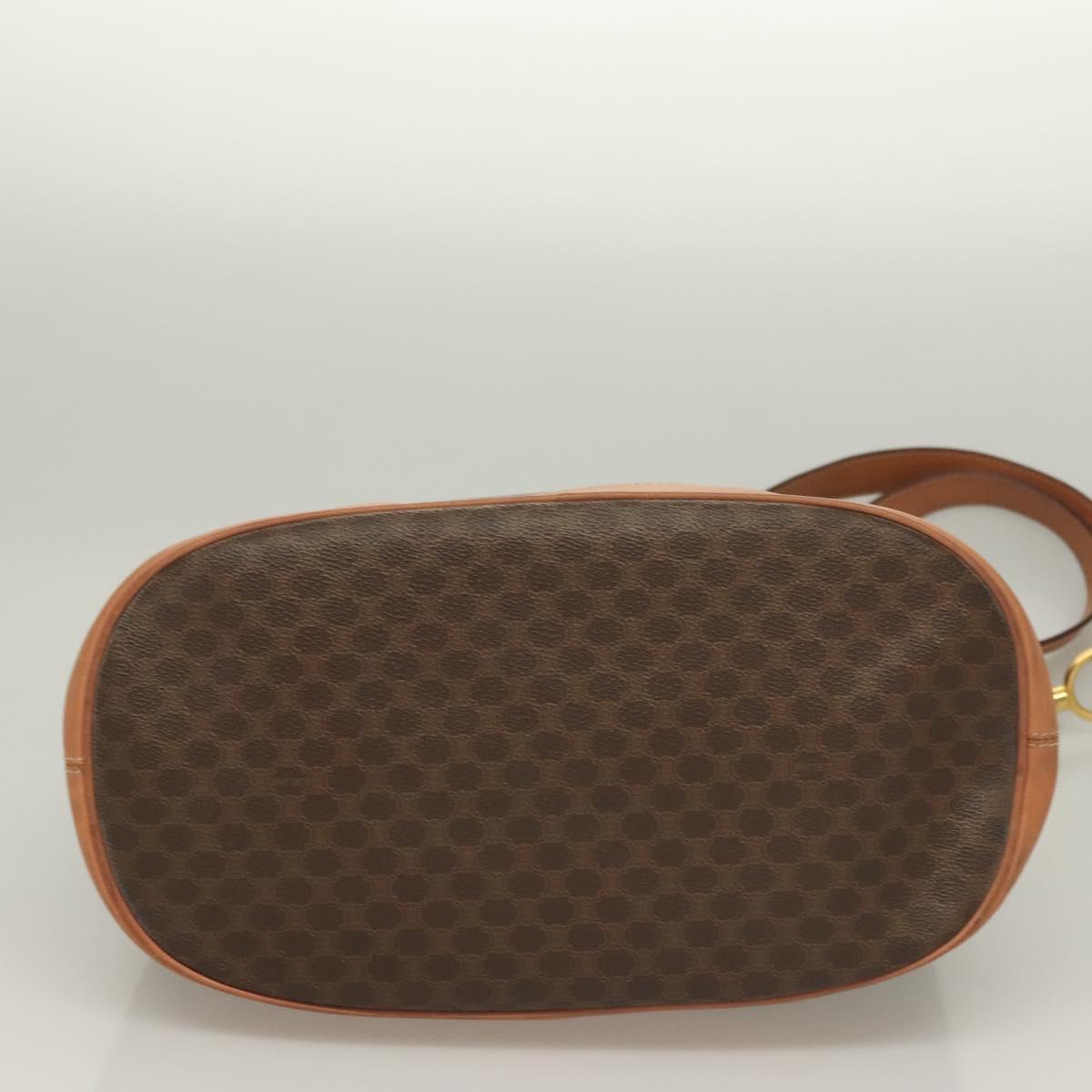 CELINE Macadam Canvas Shoulder Bag PVC Brown Gold Auth 127309