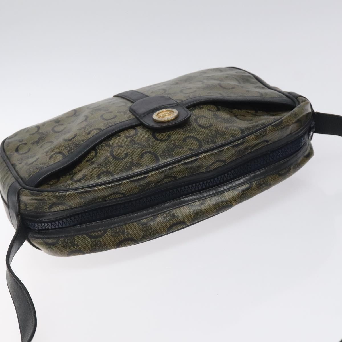 CELINE C Sulky Shoulder Bag PVC Navy Gold Auth 127311