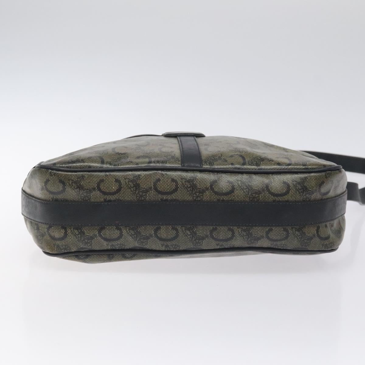 CELINE C Sulky Shoulder Bag PVC Navy Gold Auth 127311