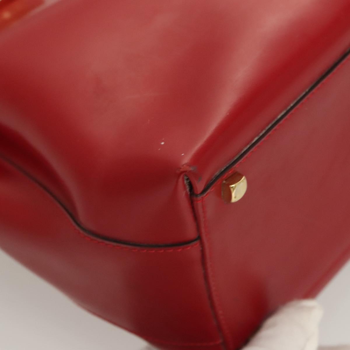 Salvatore Ferragamo Gancini Tote Bag Leather 2way Red Gold Auth 127314