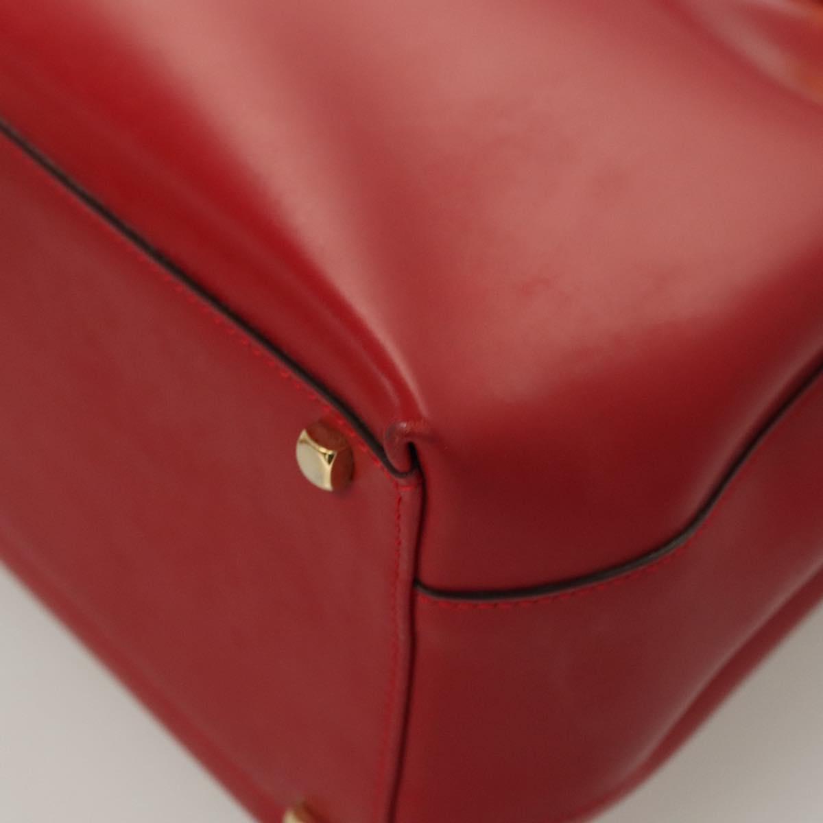 Salvatore Ferragamo Gancini Tote Bag Leather 2way Red Gold Auth 127314