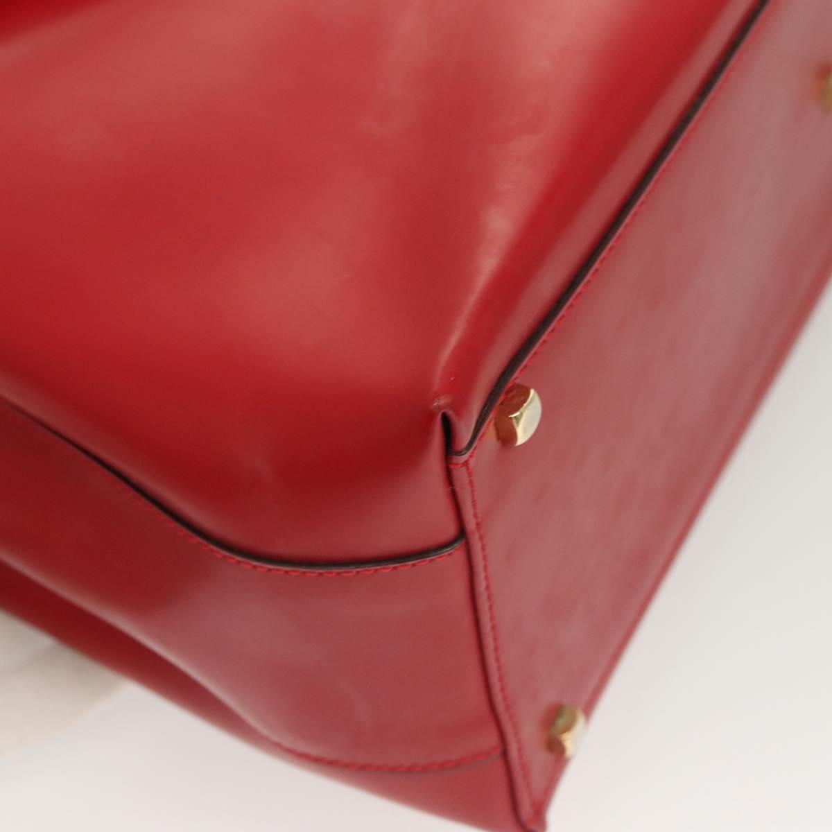 Salvatore Ferragamo Gancini Tote Bag Leather 2way Red Gold Auth 127314