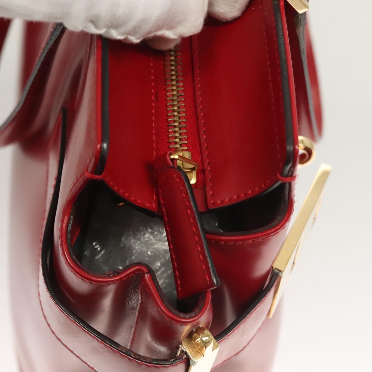 Salvatore Ferragamo Gancini Tote Bag Leather 2way Red Gold Auth 127314