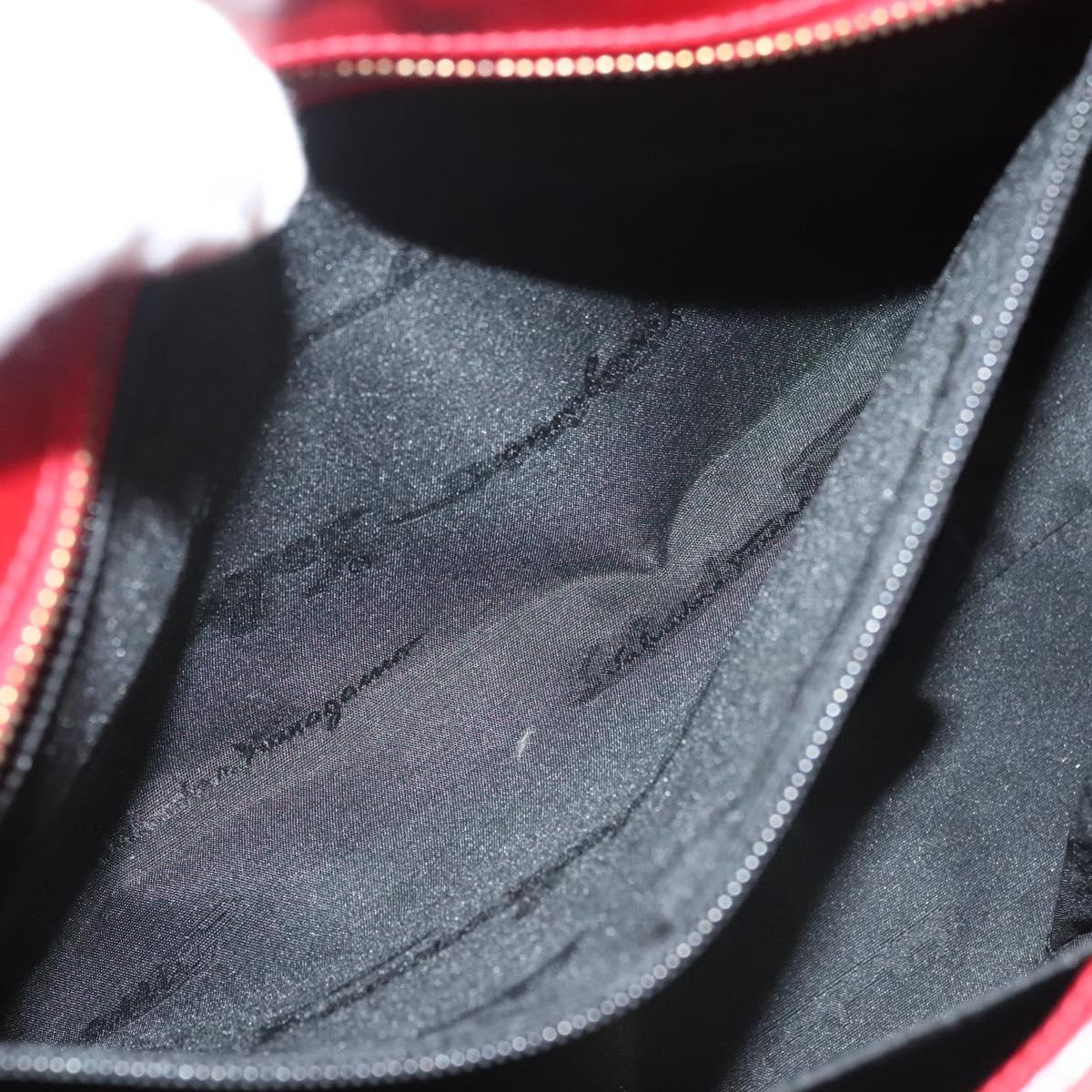 Salvatore Ferragamo Gancini Tote Bag Leather 2way Red Gold Auth 127314