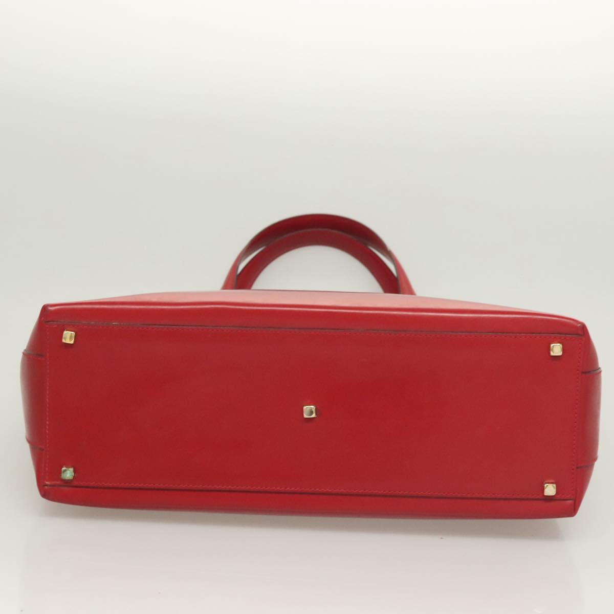 Salvatore Ferragamo Gancini Tote Bag Leather 2way Red Gold Auth 127314