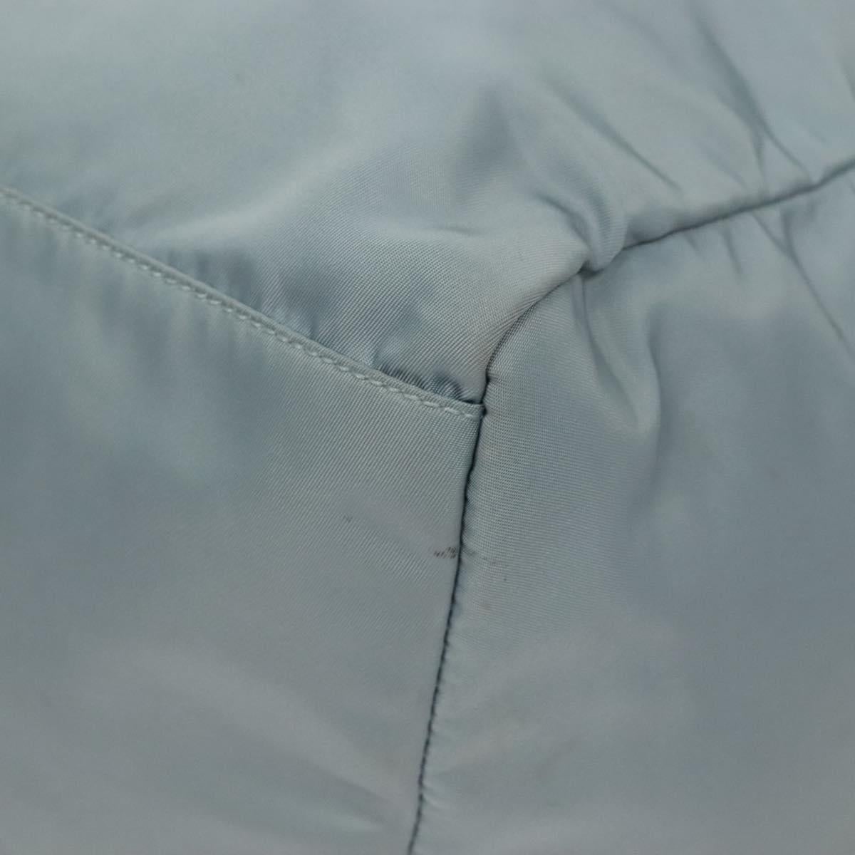 PRADA Boston Bag Nylon Light Blue Silver Auth 127318