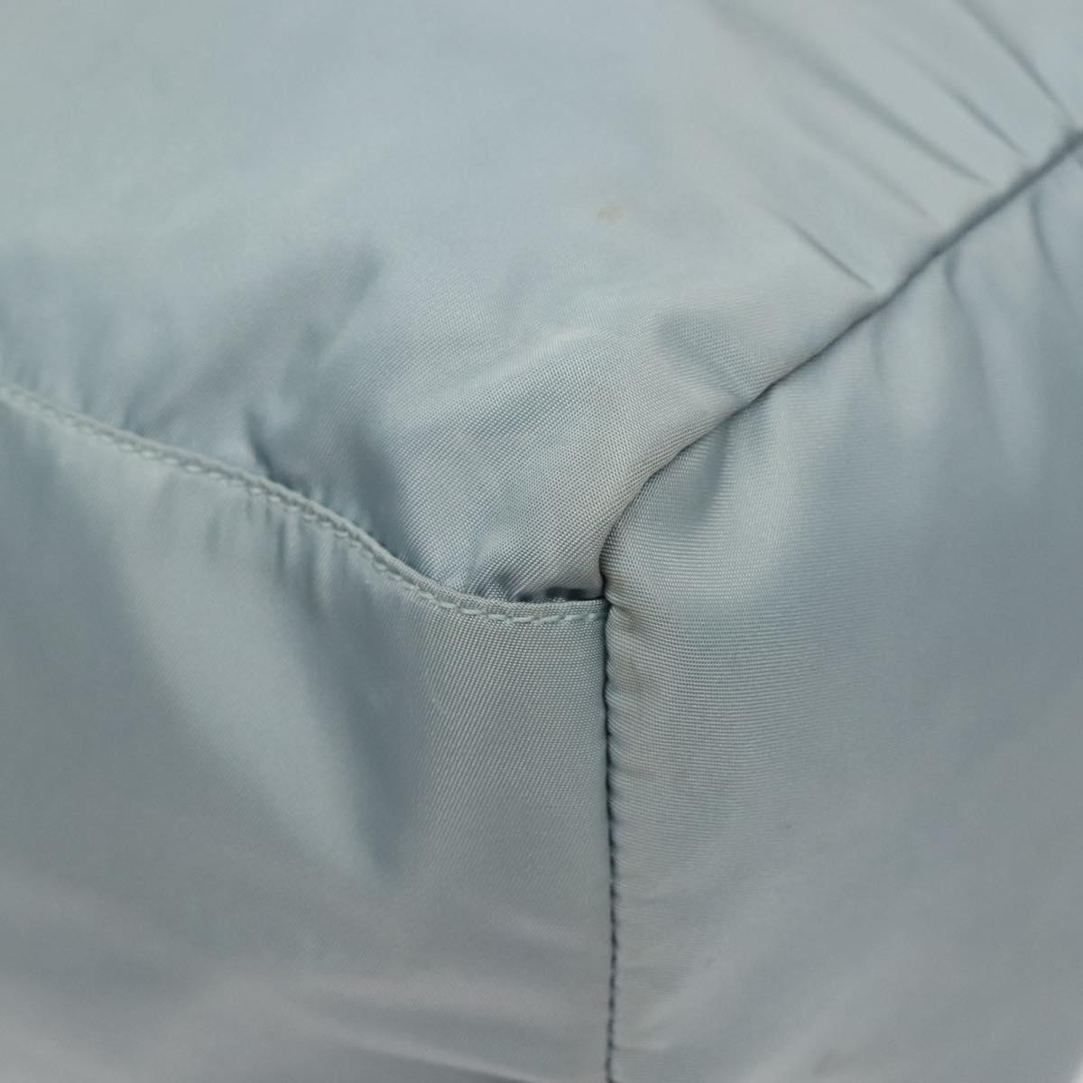 PRADA Boston Bag Nylon Light Blue Silver Auth 127318